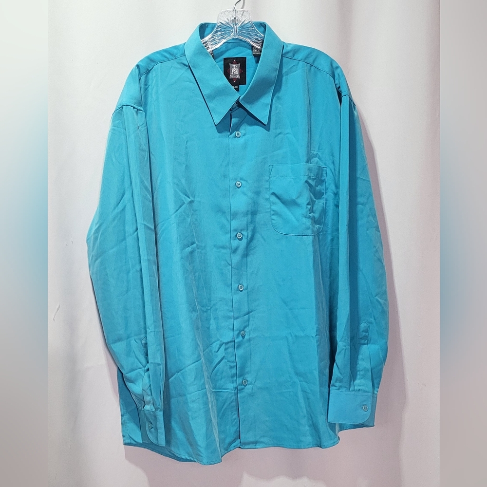 TM Exposure Men's Cyan Blue Long Sleeve Button-Up Dress Shirt Size 2XL EUC